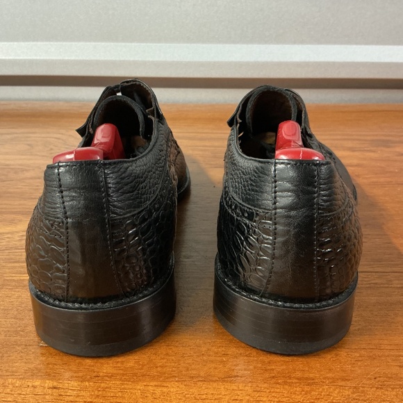 Galezio Torresi Men Black Leather Exotic Reptile Print Derby Oxford Size 42EU main image 10